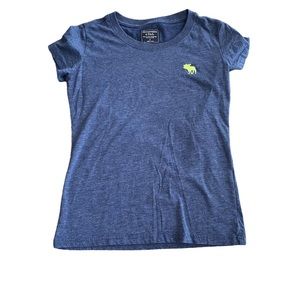Abercrombie & Fitch size small boys blue t-shirt with neon green moose